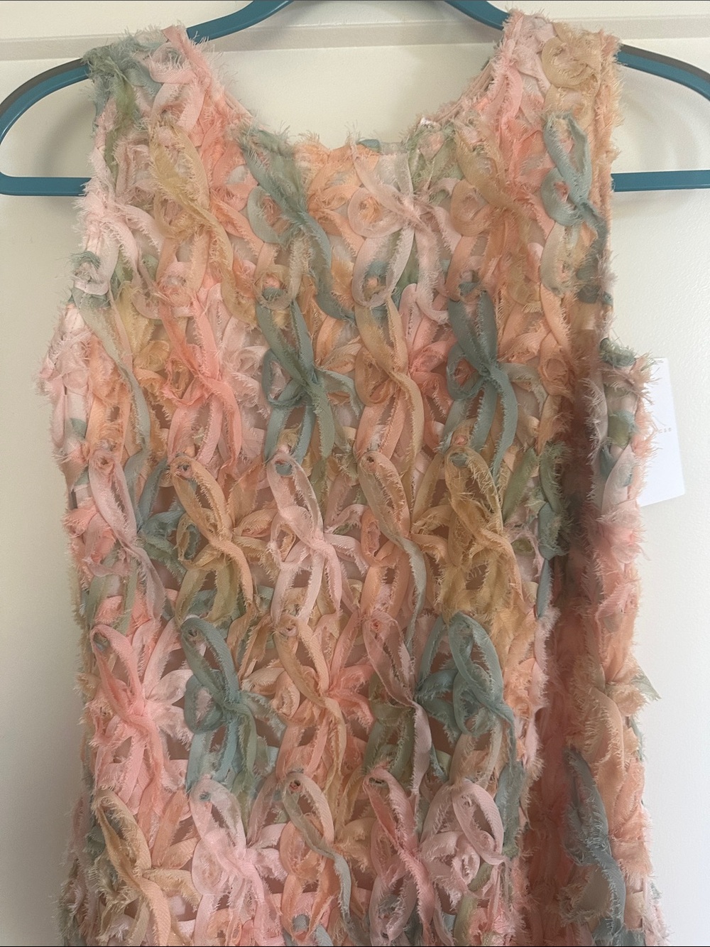 Endless Rose Pastel Frayed Crochet Maxi Dress size large - Picture 3 of 3
